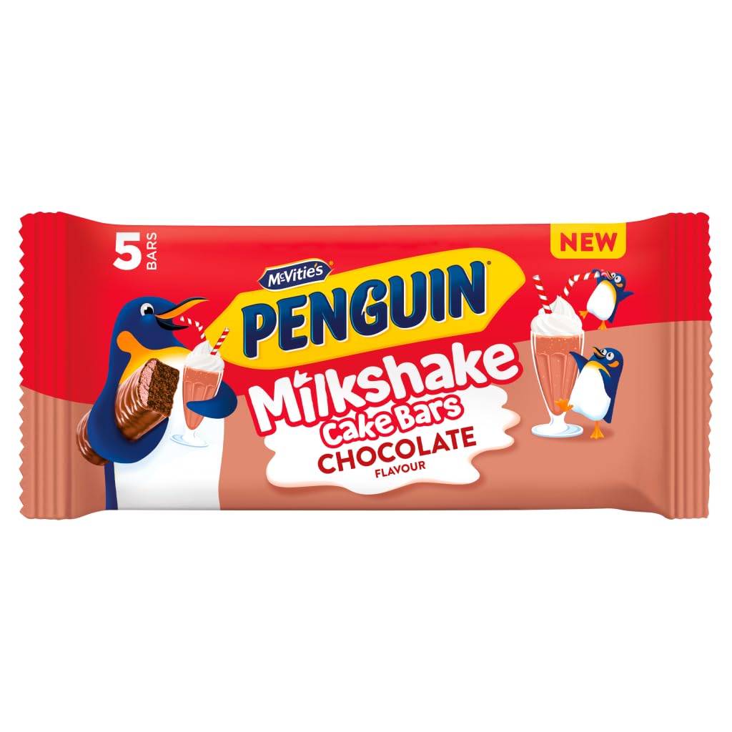 McVitie's Penguin Milkshake Cake Bars, 5 Chocolate Flavour Snacks, 122 g 1