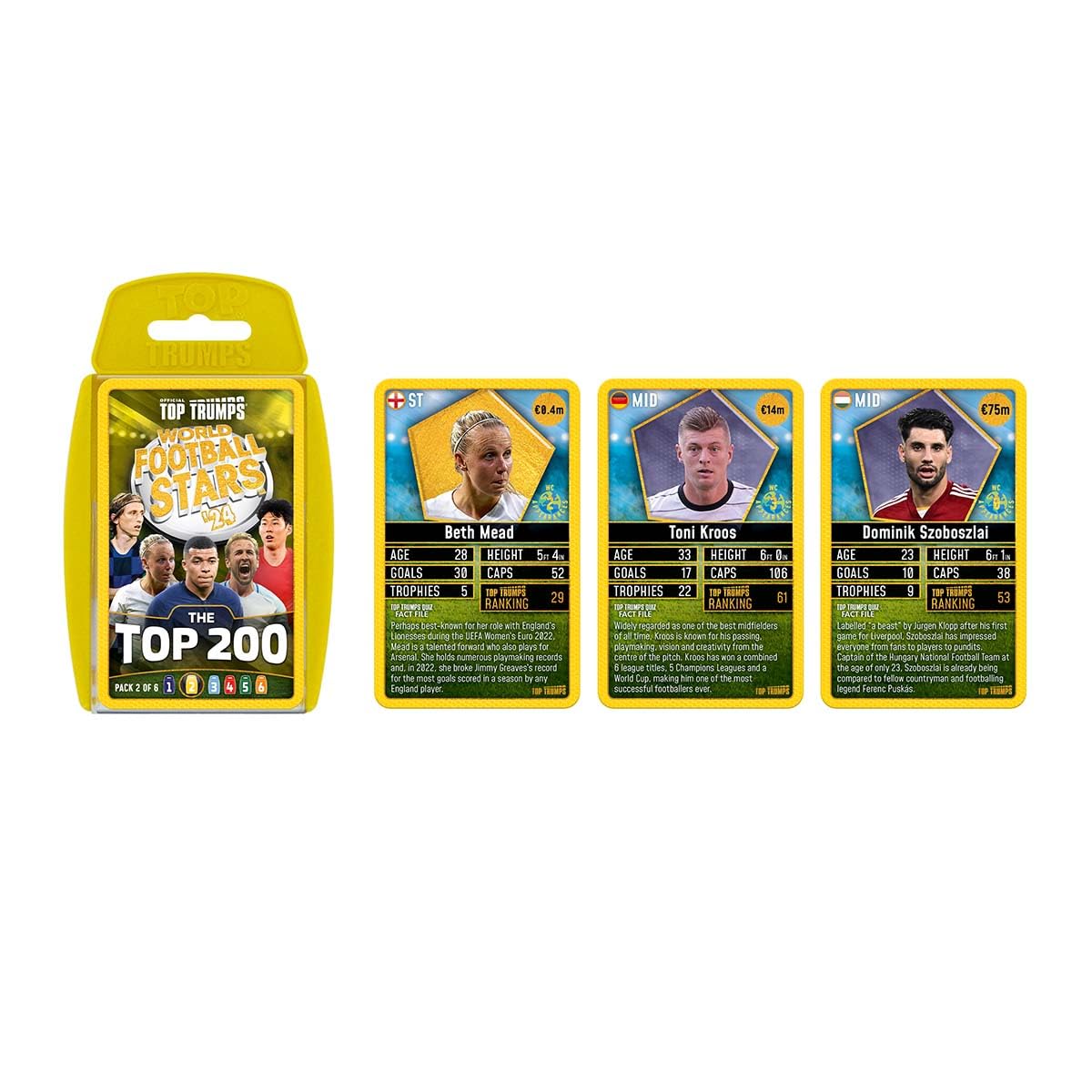Top Trumps World Football Stars Top 200 Card Game Pack 2 | Ages 6+ | Unisex Children | Portable 5