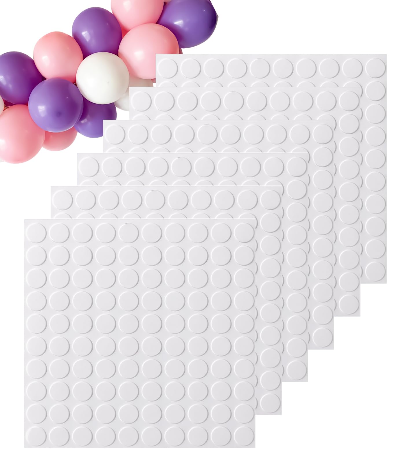 Lafefe 600pcs Circular Adhesive Dots - Extra Strong Double-Sided Glue for Balloons & Crafts | 10mm Transparent