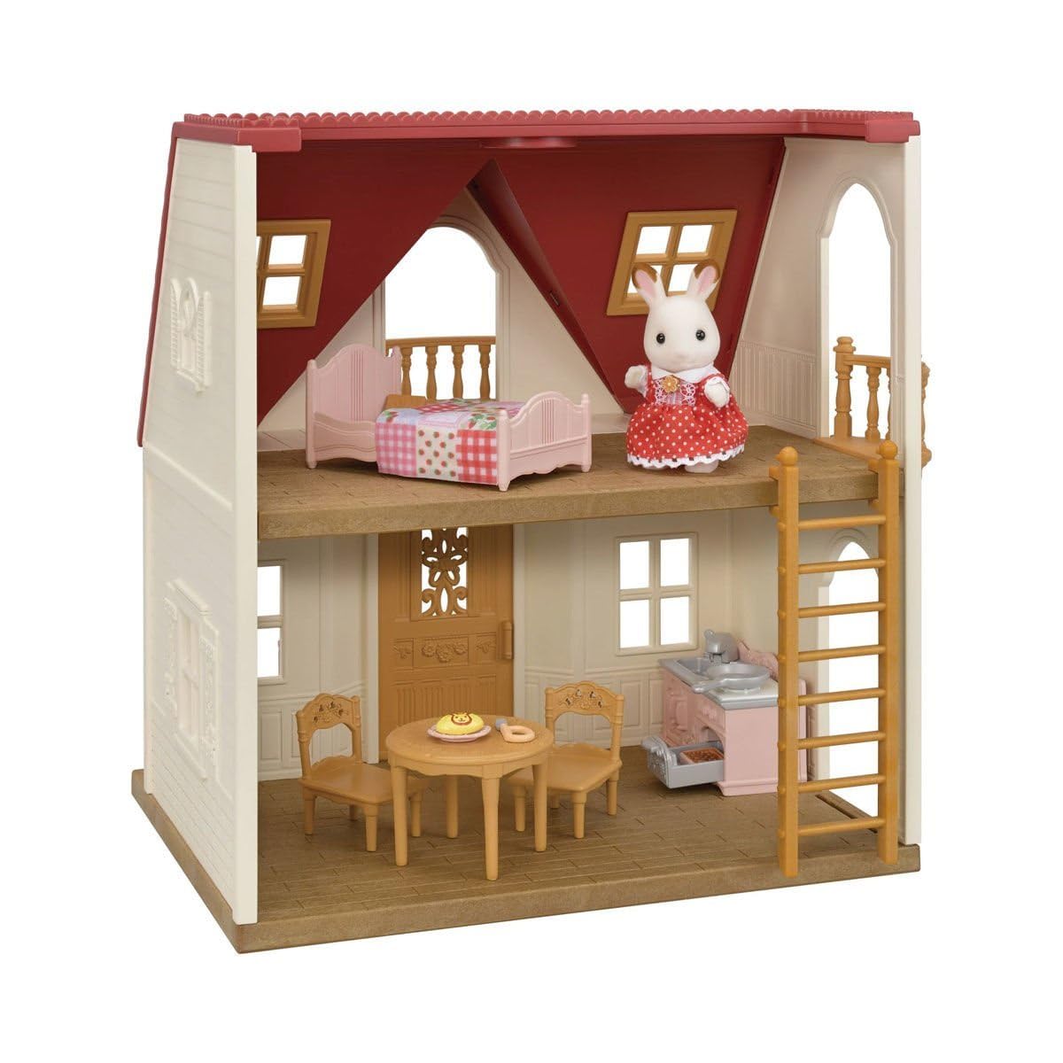 Sylvanian Families Red Roof Cosy Cottage Dollhouse with Chocolate Rabbit Girl Figure | Ages 3+