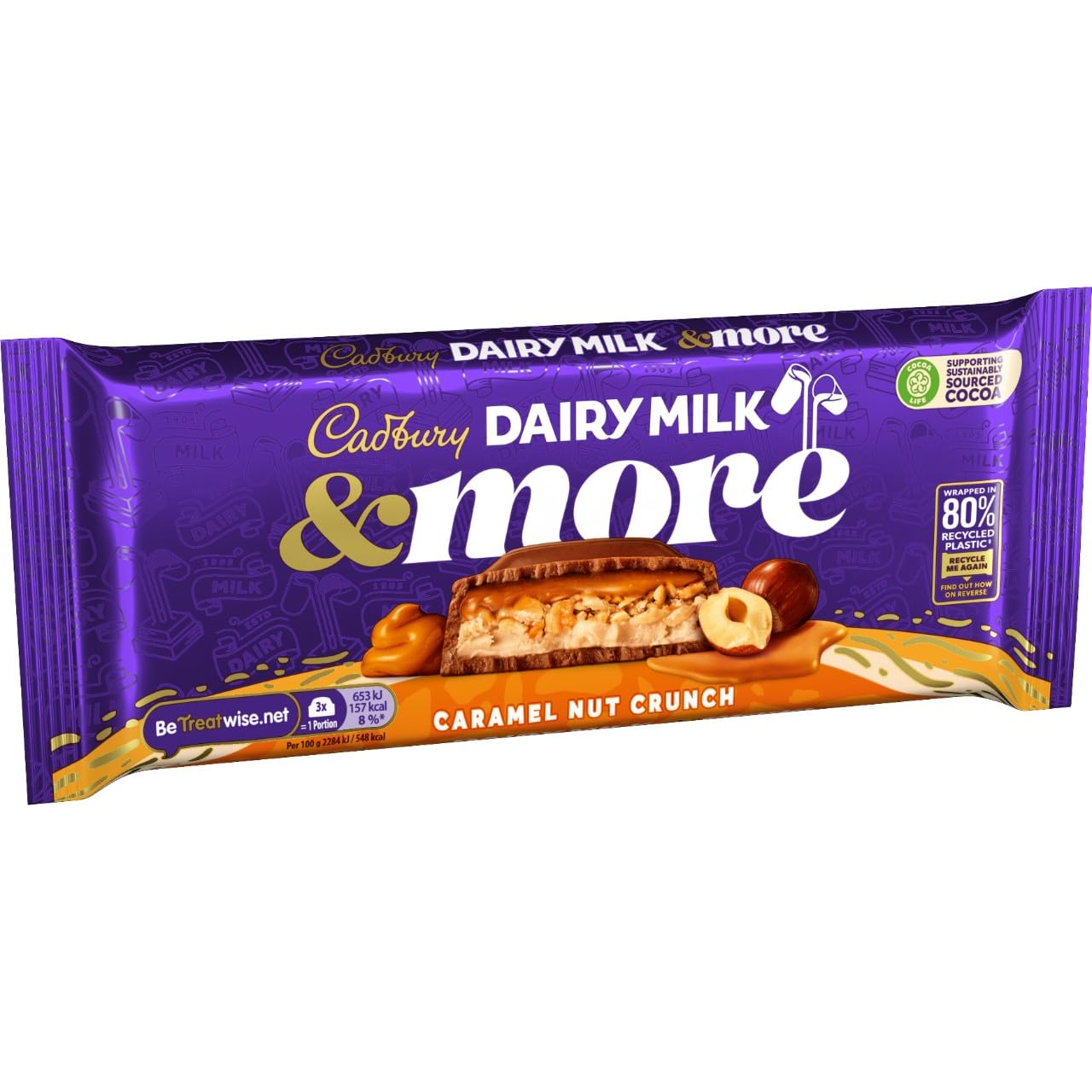 Cadbury Dairy Milk & More Caramel Nut Crunch Chocolate Bar 200g 3