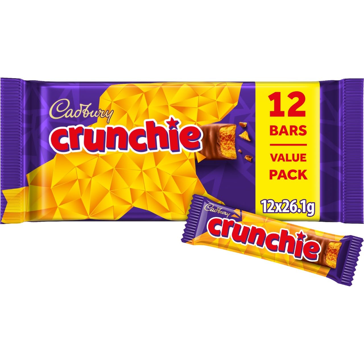Cadbury Crunchie Chocolate Bar - Honeycomb Centre Covered in Milk Chocolate,12 Pack