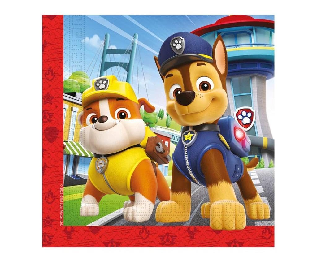 Procos Paw Patrol Rescue Heroes Napkins - 20 Count, 2-Ply, Multicolored | 33cm x 33cm 1