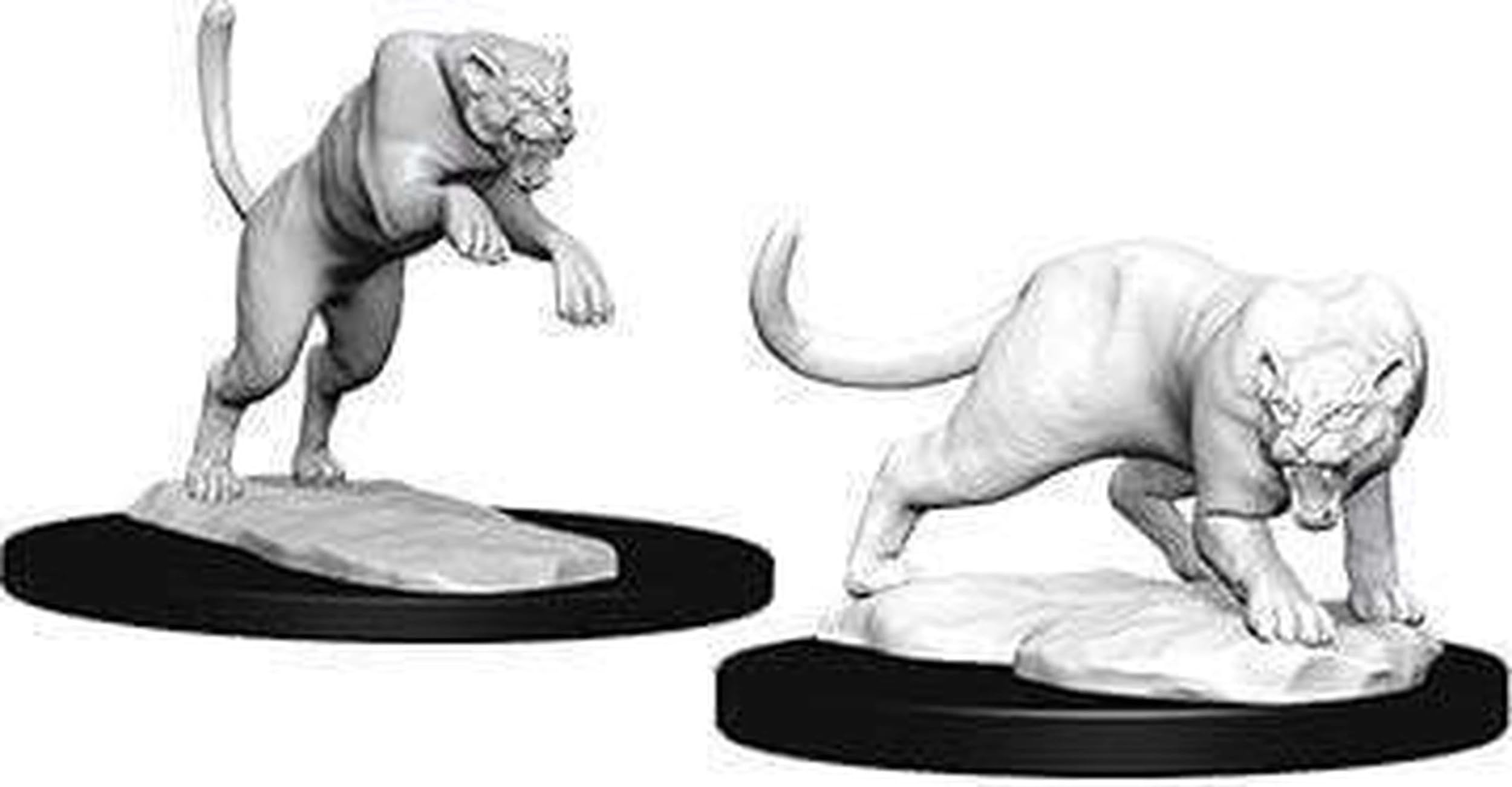 Dungeons & Dragons Nozurs Marvelous Miniatures - Panther & Leopard Unpainted Pack | 2 Count | Plastic 1