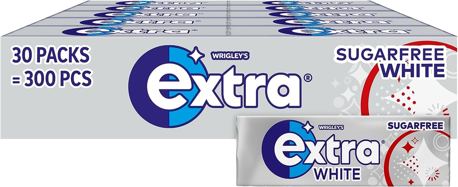 Extra Peppermint Sugarfree Chewing Gum Bulk Pack - 30 Packs of 10 Pieces | Xylitol Formula