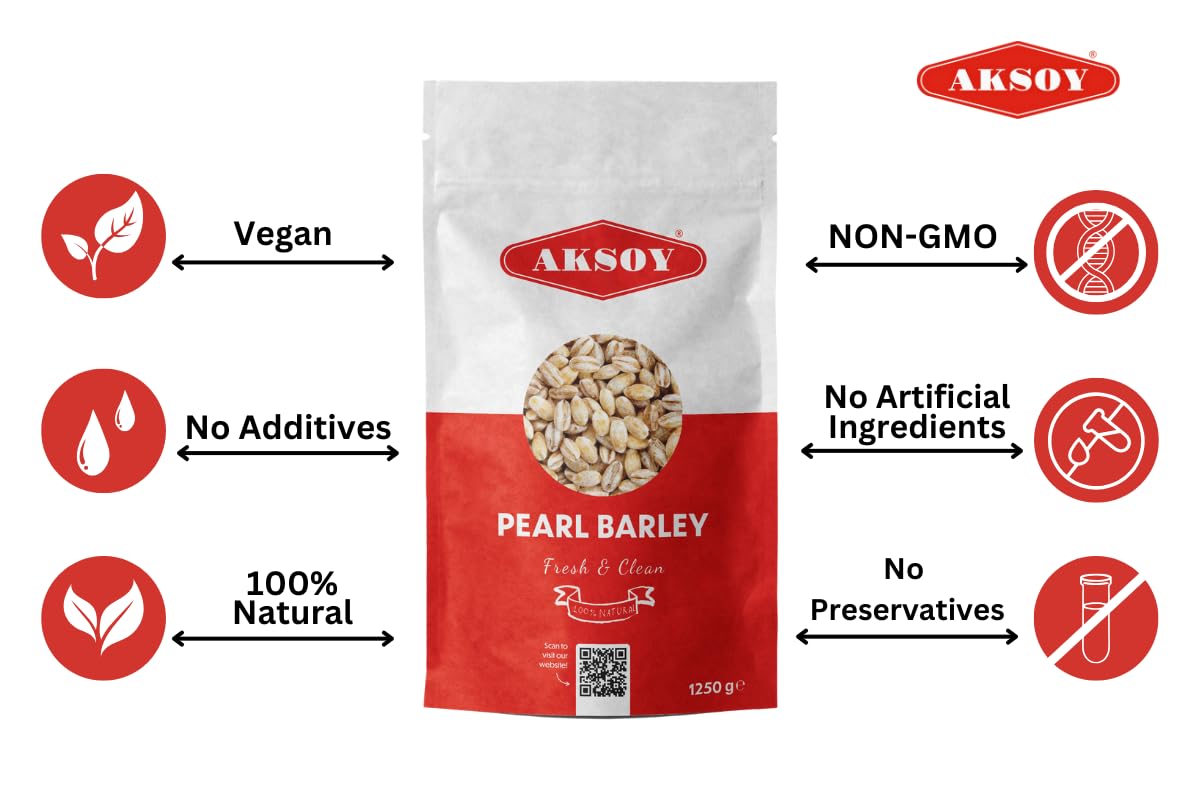 Aksoy Wholefoods Pearl Barley 1.25KG - Whole Grain for Soups, Salads & Pilafs 3
