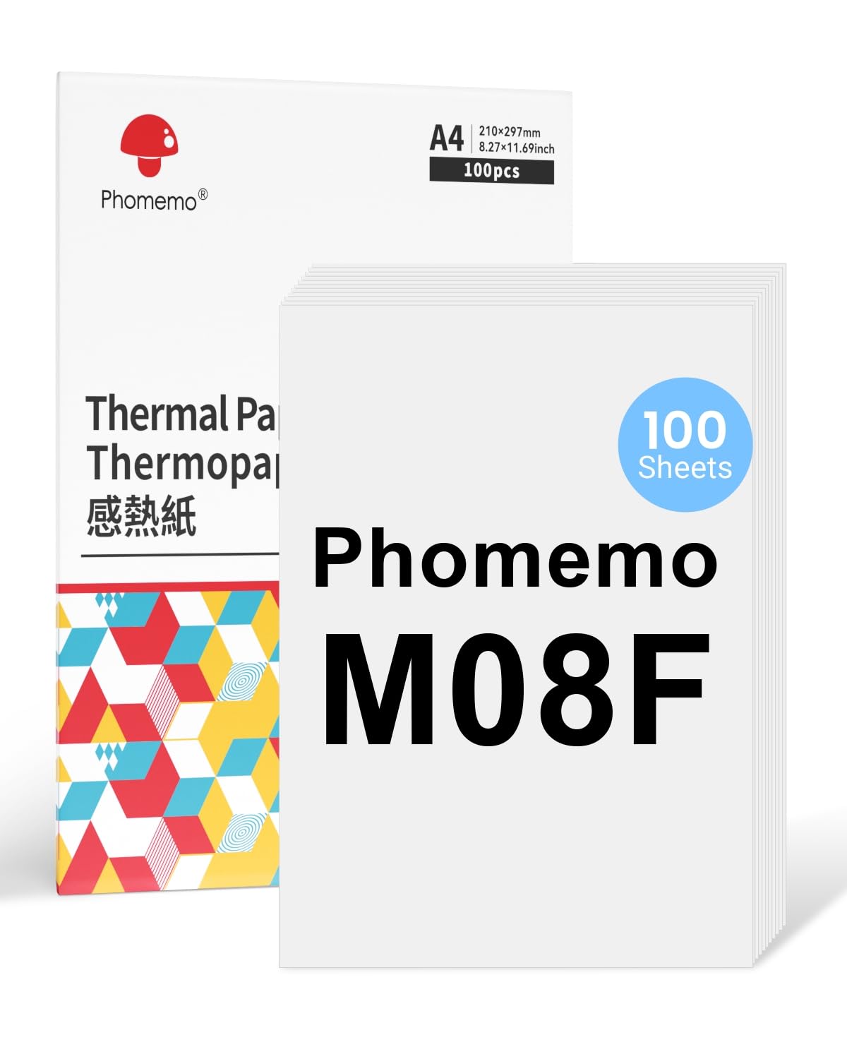 Phomemo M08F A4 Thermal Paper Compatible with M08F M08D M832 M832D M833 M834 Printers | 100 Sheets