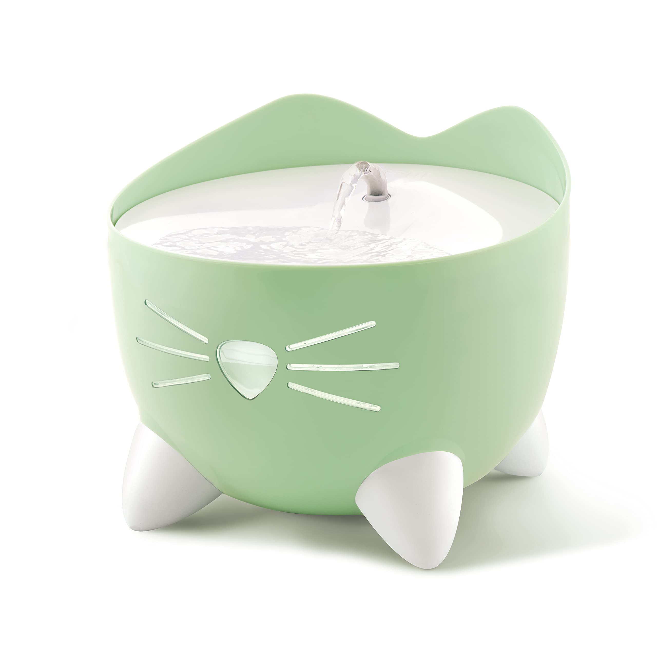 Catit PIXI Cat Drinking Fountain - 3 Drinking Options | LED Nightlight | Low Water Alert | Green