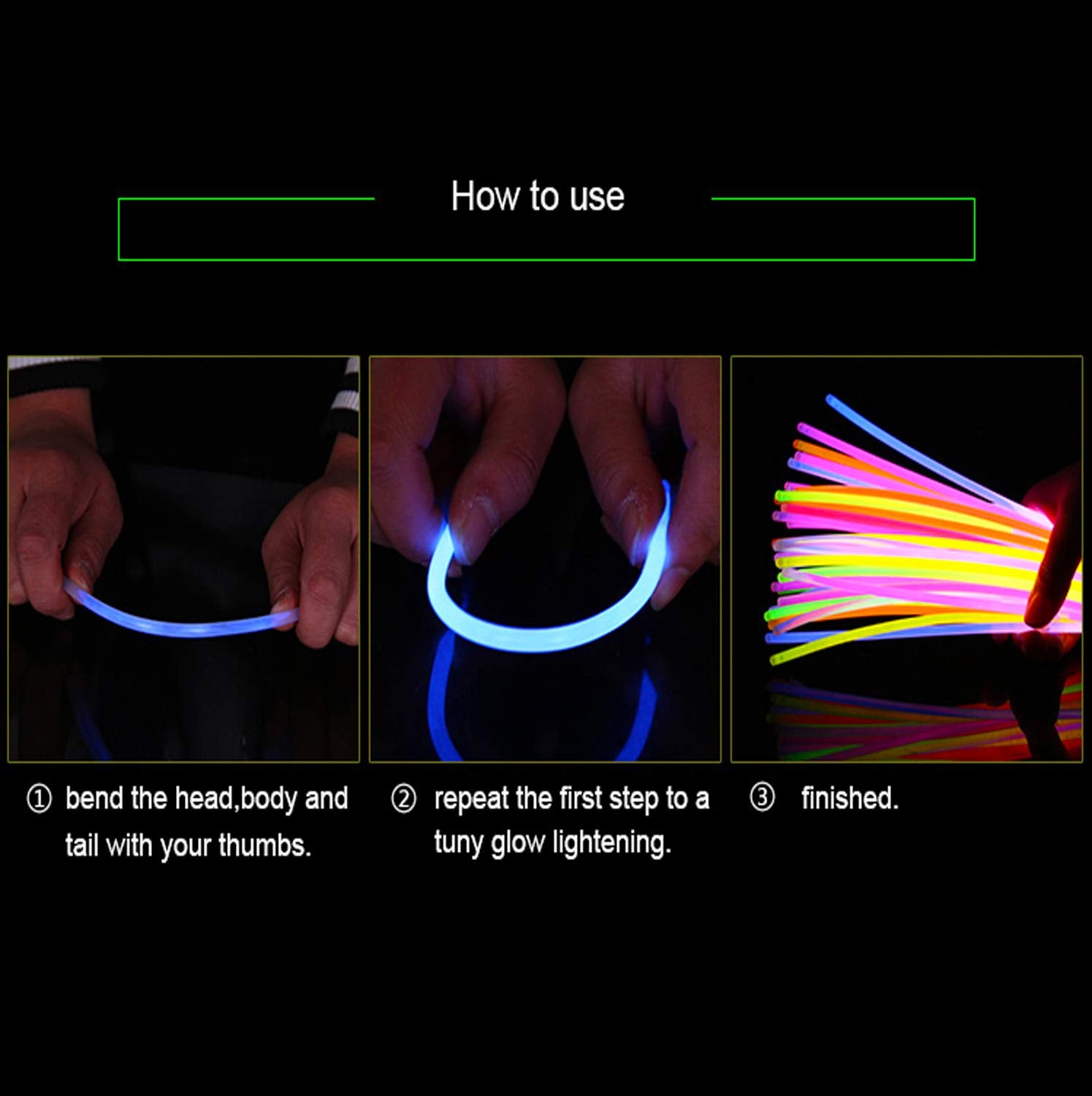 SHATCHI 100 Glow Sticks - 204 Connectors | Multi-Colour | Ages 5+ 3
