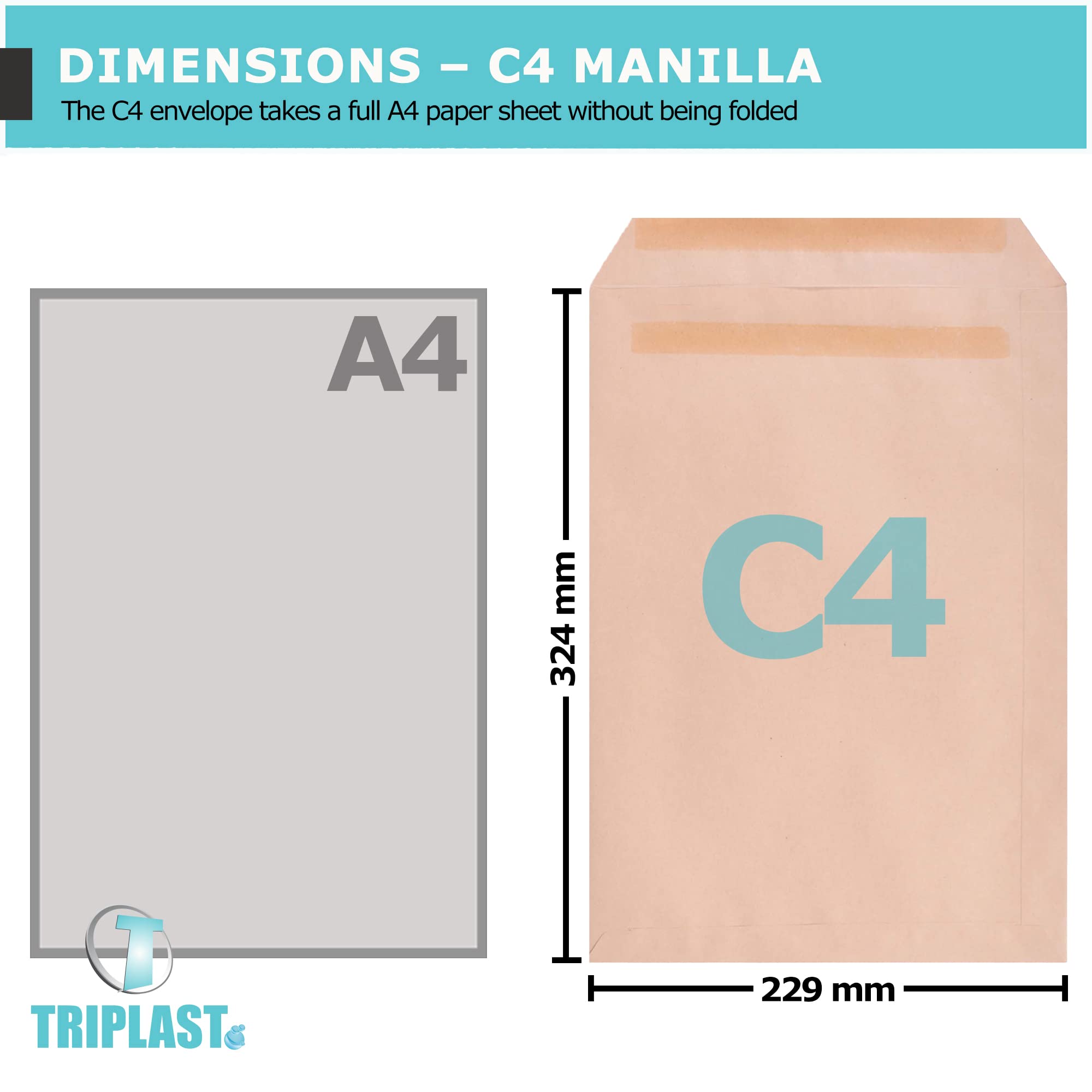 Triplast C4 Manilla Self Seal Security Envelopes - Pack of 20 | 324x229mm | 90 gsm