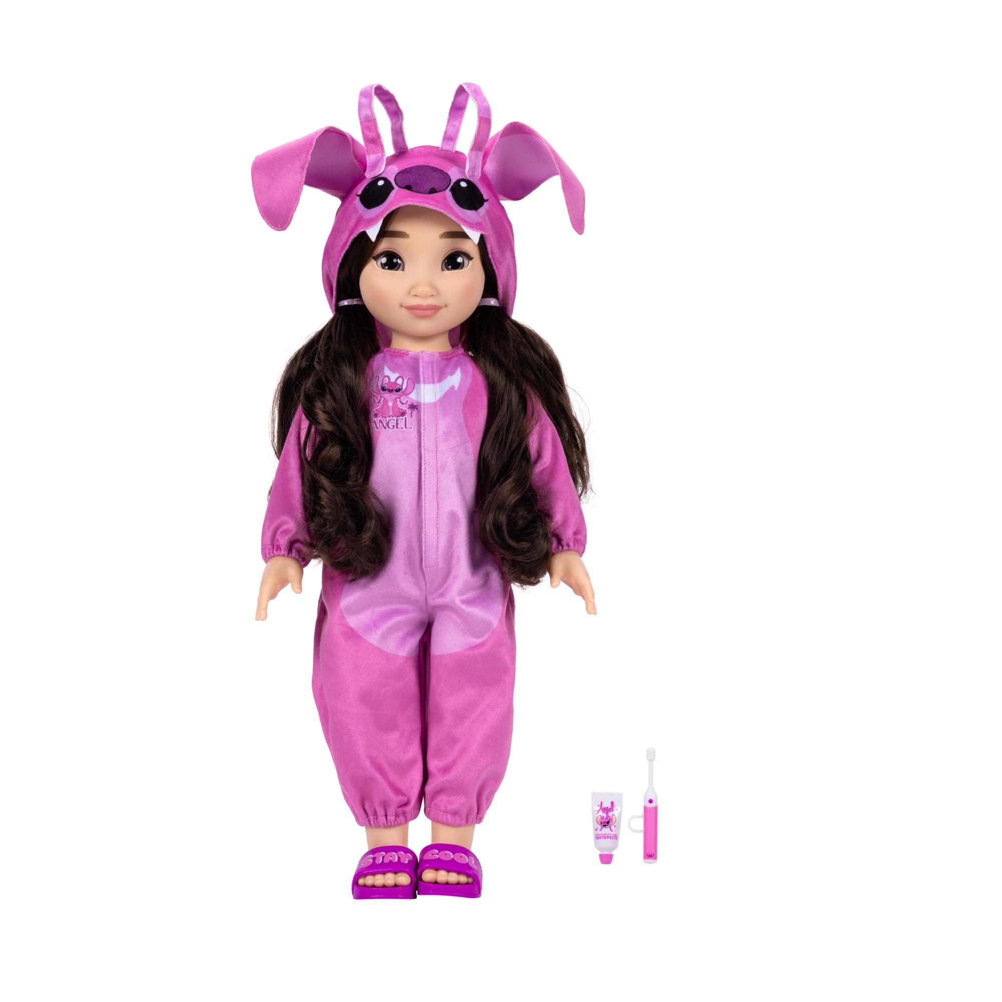 Disney ILY 4ever Angel 45cm Soft Doll - Brown Hair, Includes Onesie & Sleepover Accessories