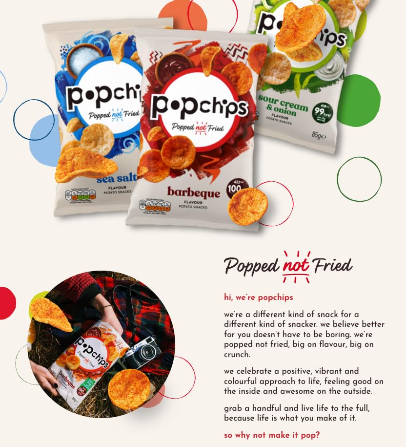 Popchips Sour Cream & Onion Multipack - Light & Crunchy Popped Snacks 3