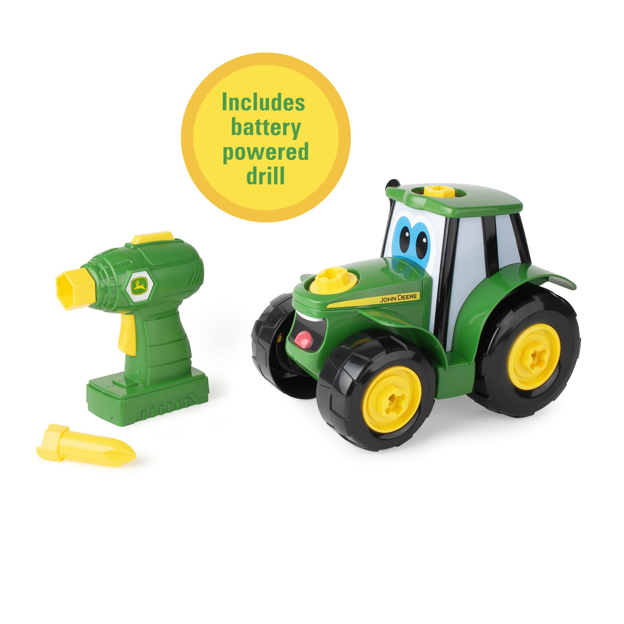 BUILD-A-BUDDY John Deere Build A Johnny Tractor - 16 Piece Building Toy | Motorised Drill | Ages 18 Months+ 7