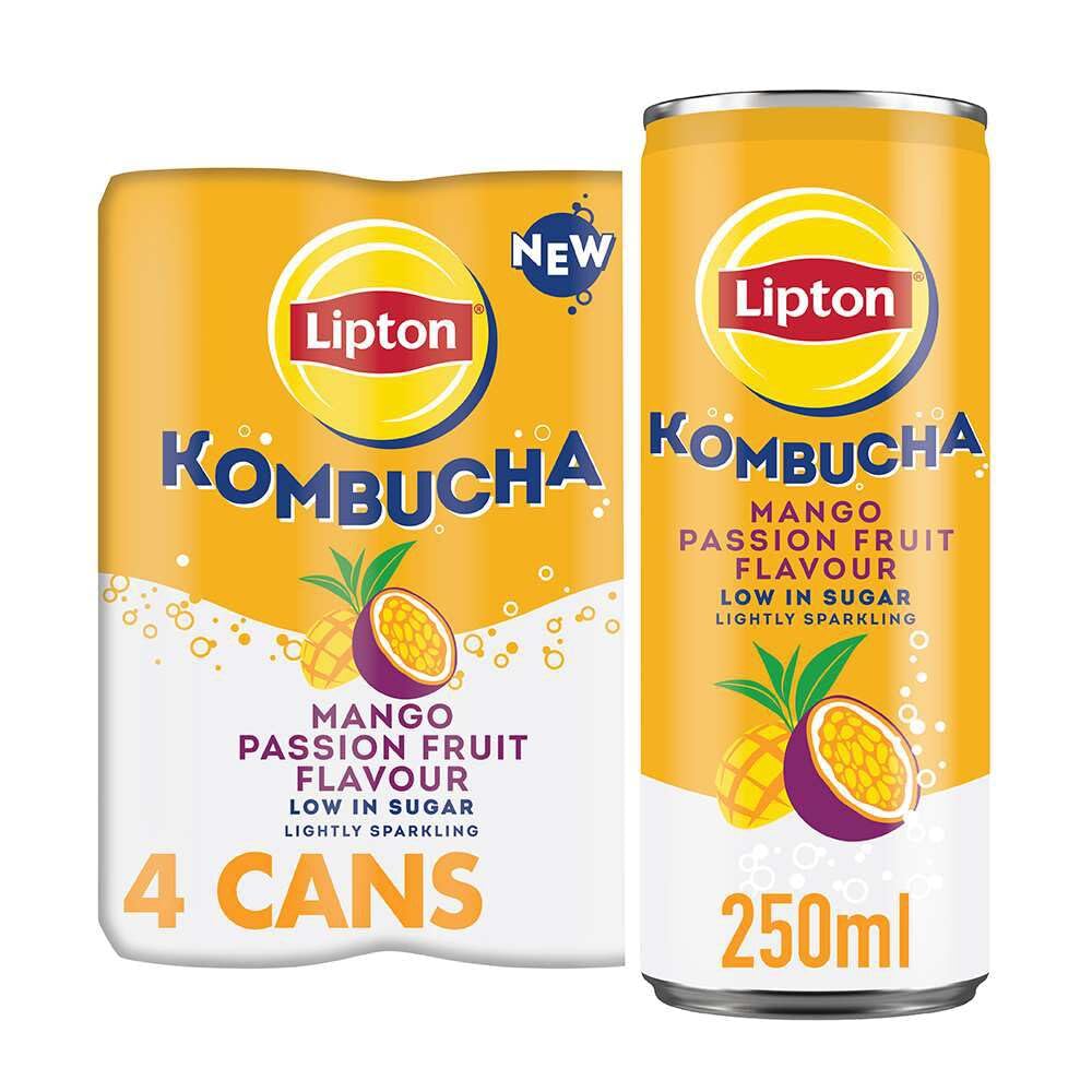 Lipton Kombucha Mango & Passion Fruit, 250ml (Pack of 4) 1