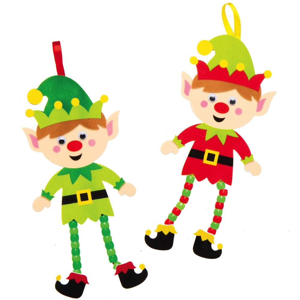 Baker Ross AX398 Christmas Tree Elf Decoration Kits - Pack of 5, DIY Craft Ornaments