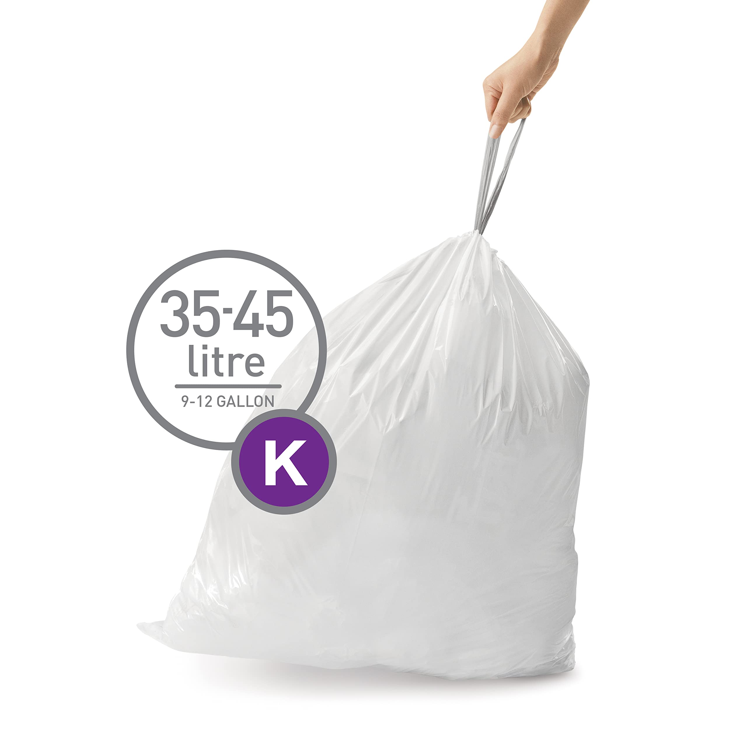 simplehuman CW0260 Code K Custom Fit Bin Liner Bulk Pack, White (60 Count) 4