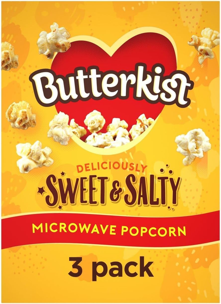 Butterkist Sweet & Saltered Microwave Popcorn 3 x 60g - Toffee Coated Snack 1