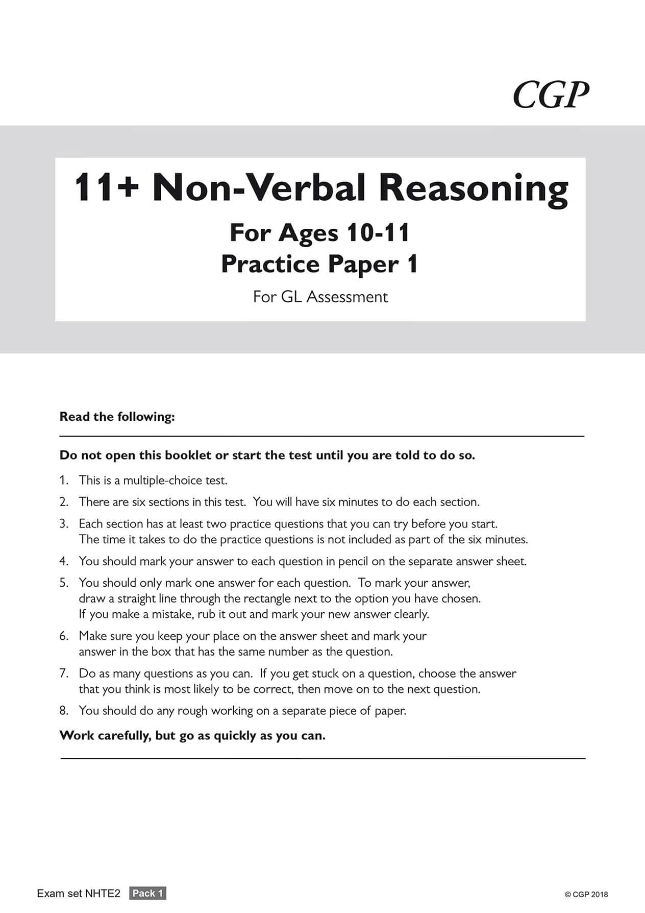 CGP 11+ GL Non-Verbal Reasoning Practice Papers - Ages 10-11 | Pack 1 | Paperback 2