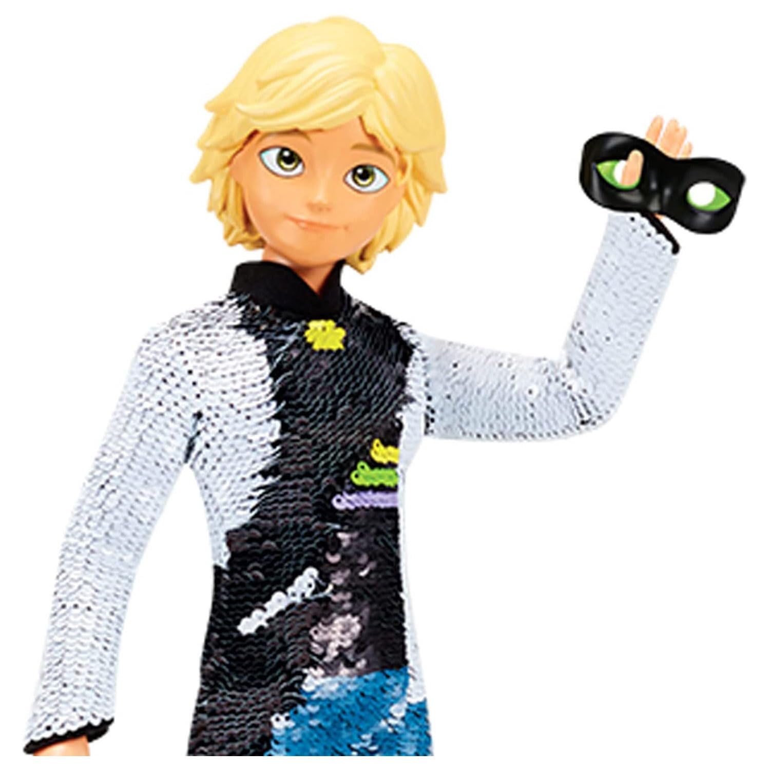 Bandai Miraculous Cat Noir Fashion Flip Doll - 26cm Articulated Action Figure with Reversible Sequins