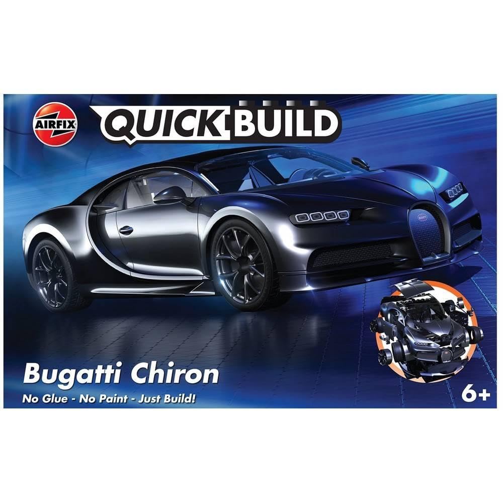 Airfix QUICKBUILD Bugatti Chiron Black Model Car Kit - 44-Piece Building Set for Kids & Adults