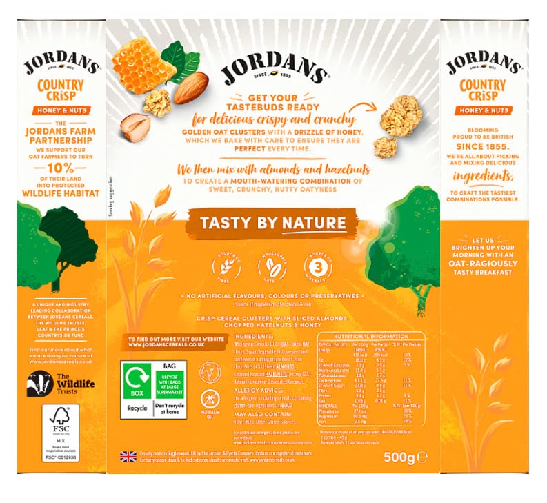 Jordans Country Crisp Honey & Nut Whole Grain Cereal, 500g