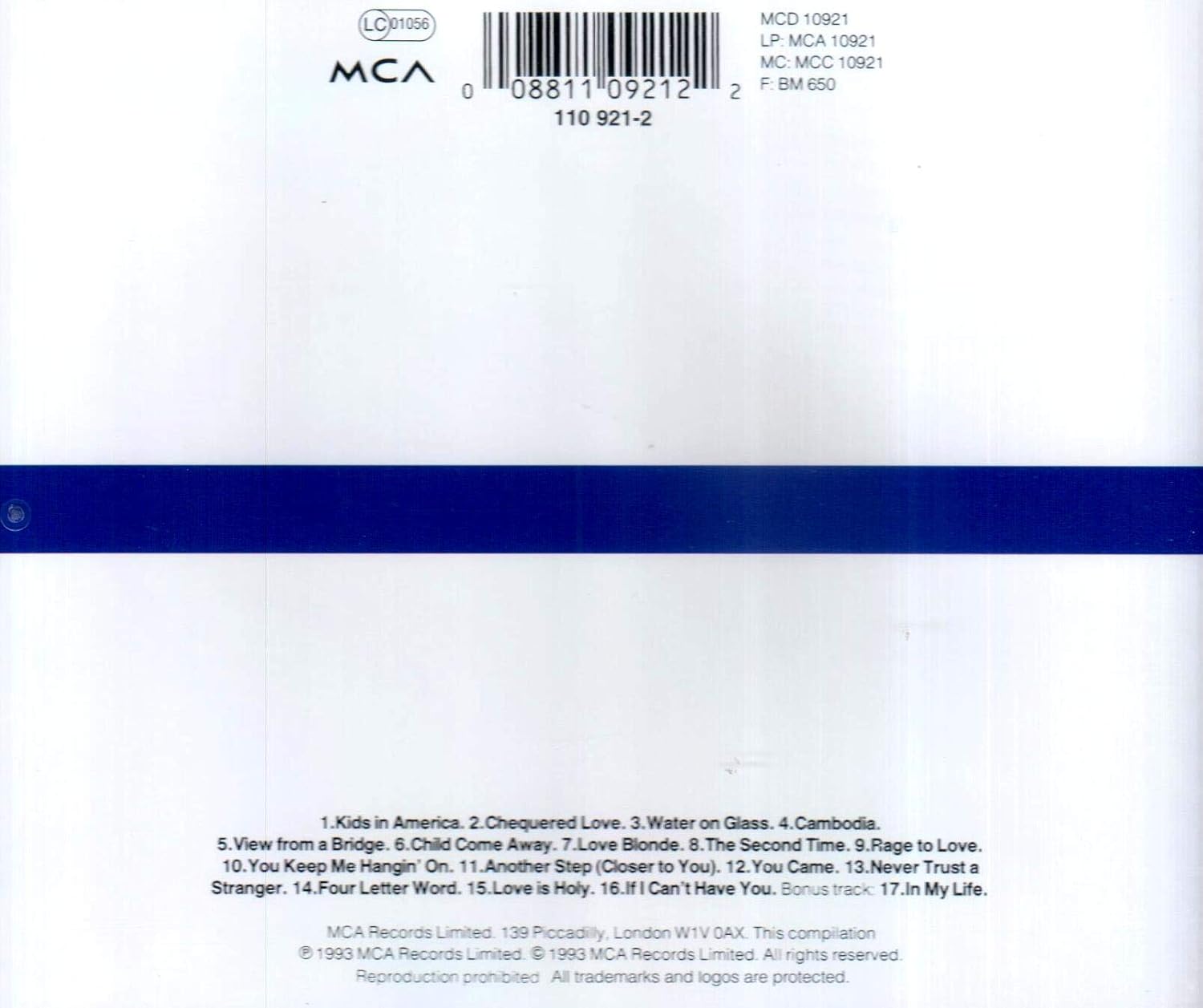 Kim Wilde - The Singles Collection 1981-1993 Audio CD