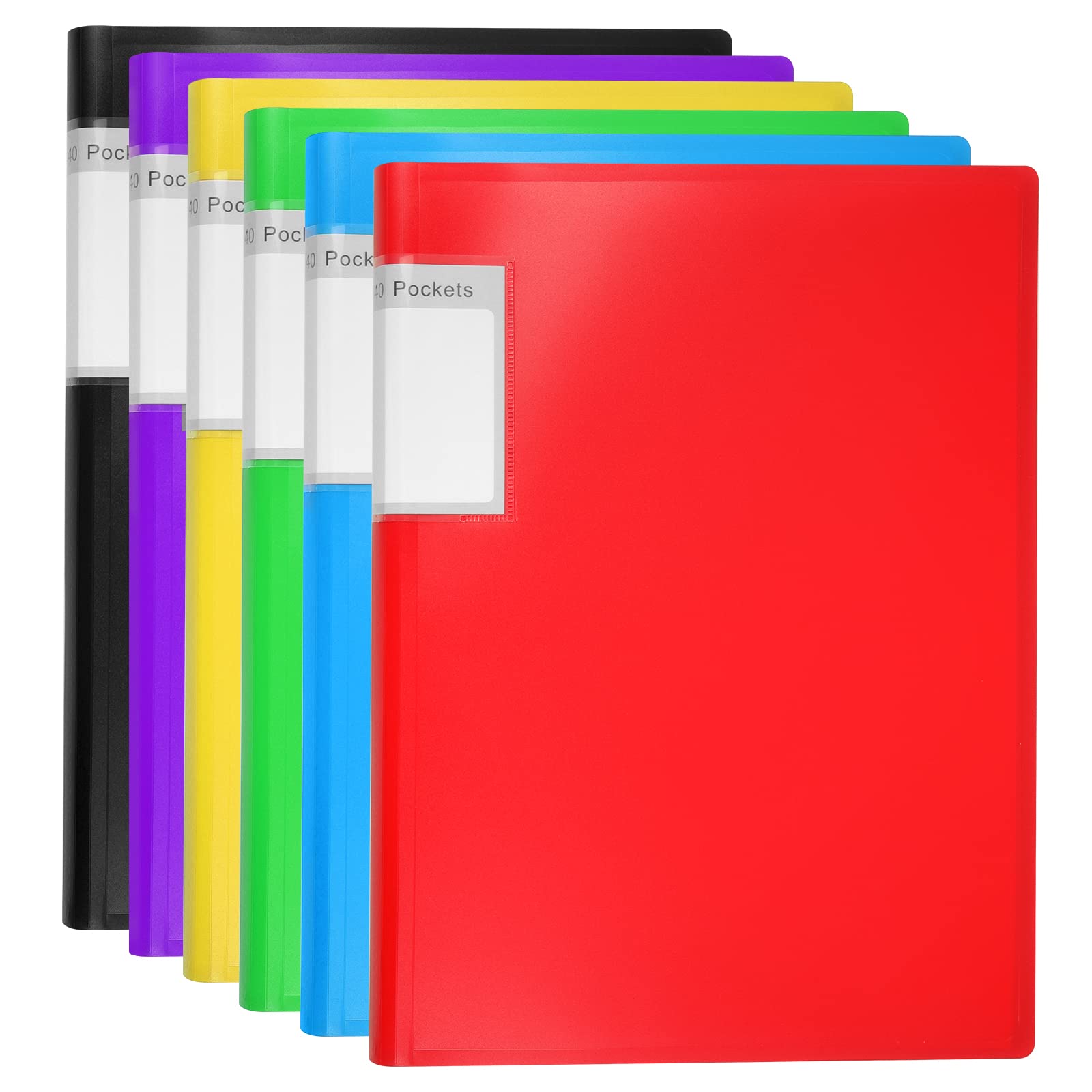 NORTHERN BROTHERS A4 Display Book Folder - 6 Pack 40 Pockets (80 Views) Plastic Presentation Folders