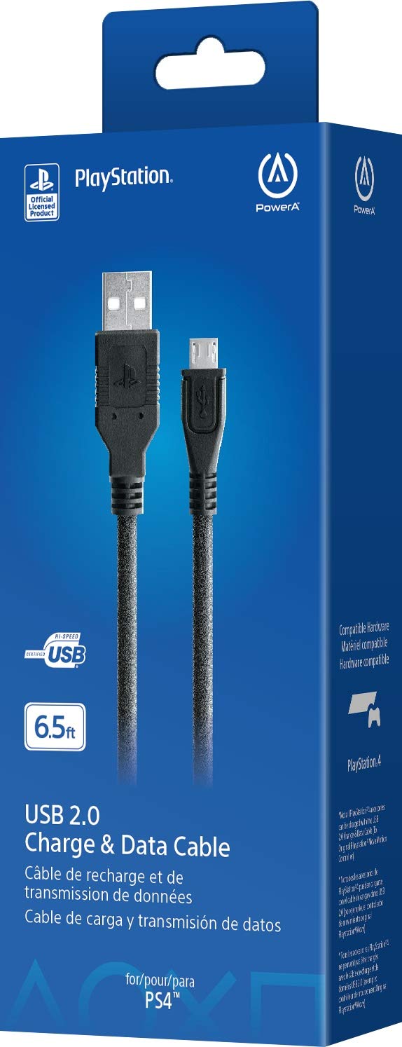 PowerA USB Charging Cable - 6.5 ft | Fast Charging | Official PS4 Licensed