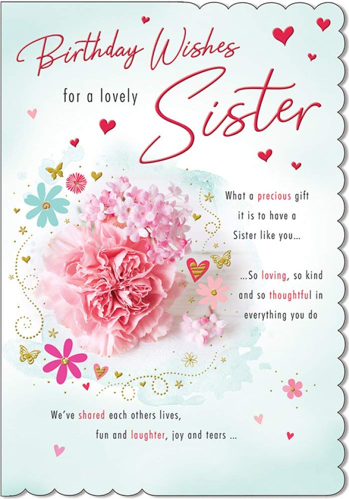 Piccadilly Greetings Sister Birthday Card | 9 x 6 Inches | Designed & Made in the UK
