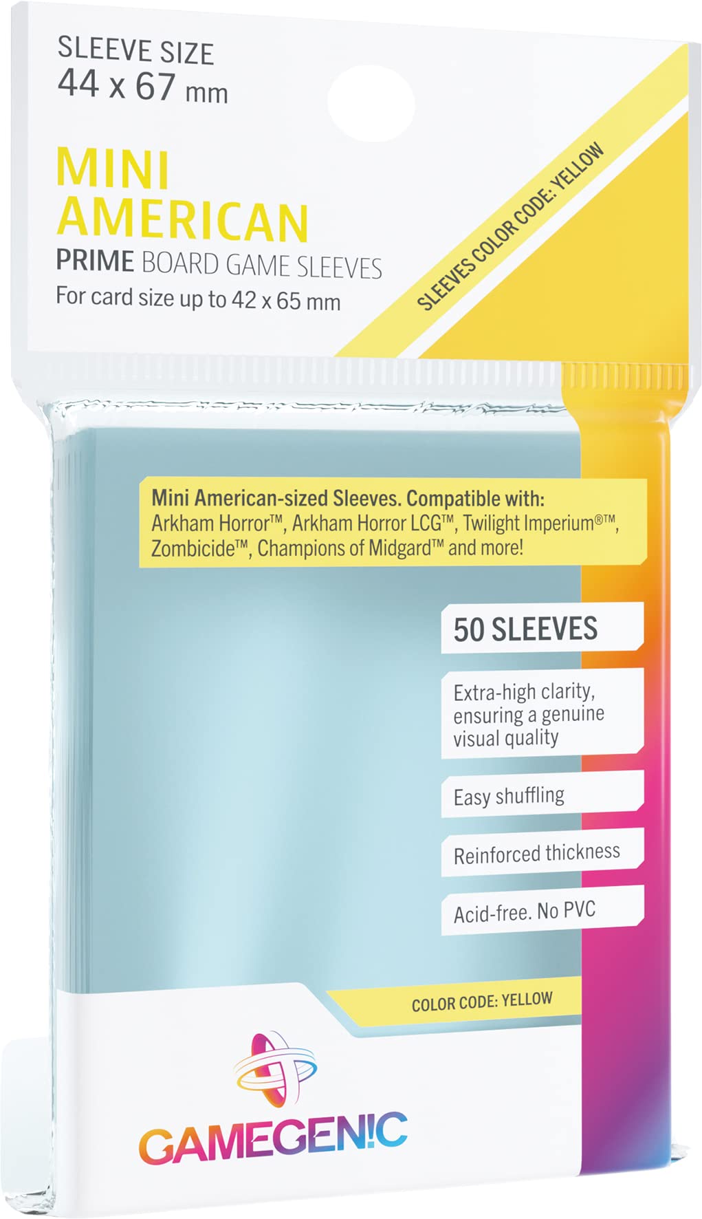 GAMEGEN!C Prime Mini American-Sized Sleeves 44 x 67 mm (50) Clear - Model GG1052