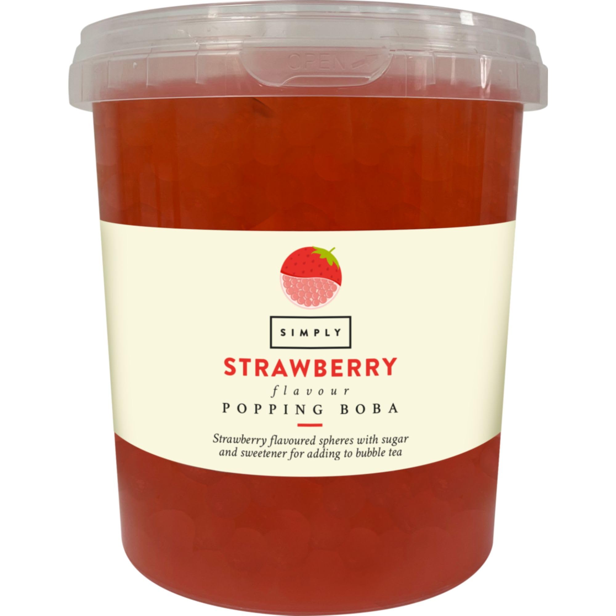 Simply Strawberry Popping Boba - Juicy Fruit Juice Flavoured Pearls for Bubble Tea & Desserts | 870g