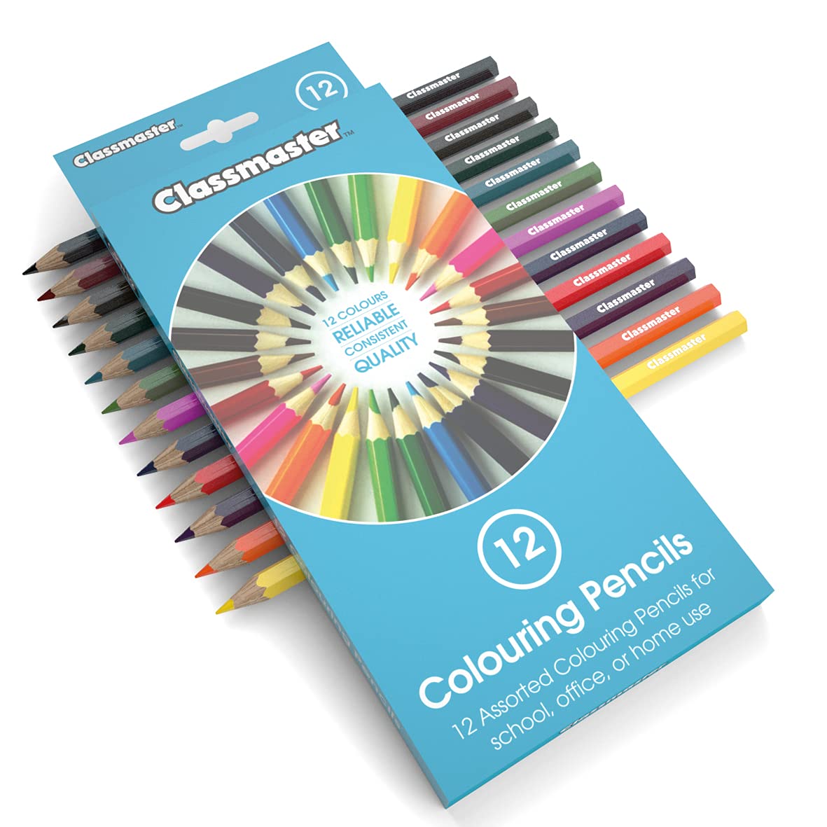 Classmaster CPW12 Coloured Pencils - Pre-Sharpened Wooden Pencils for Kids & Adults