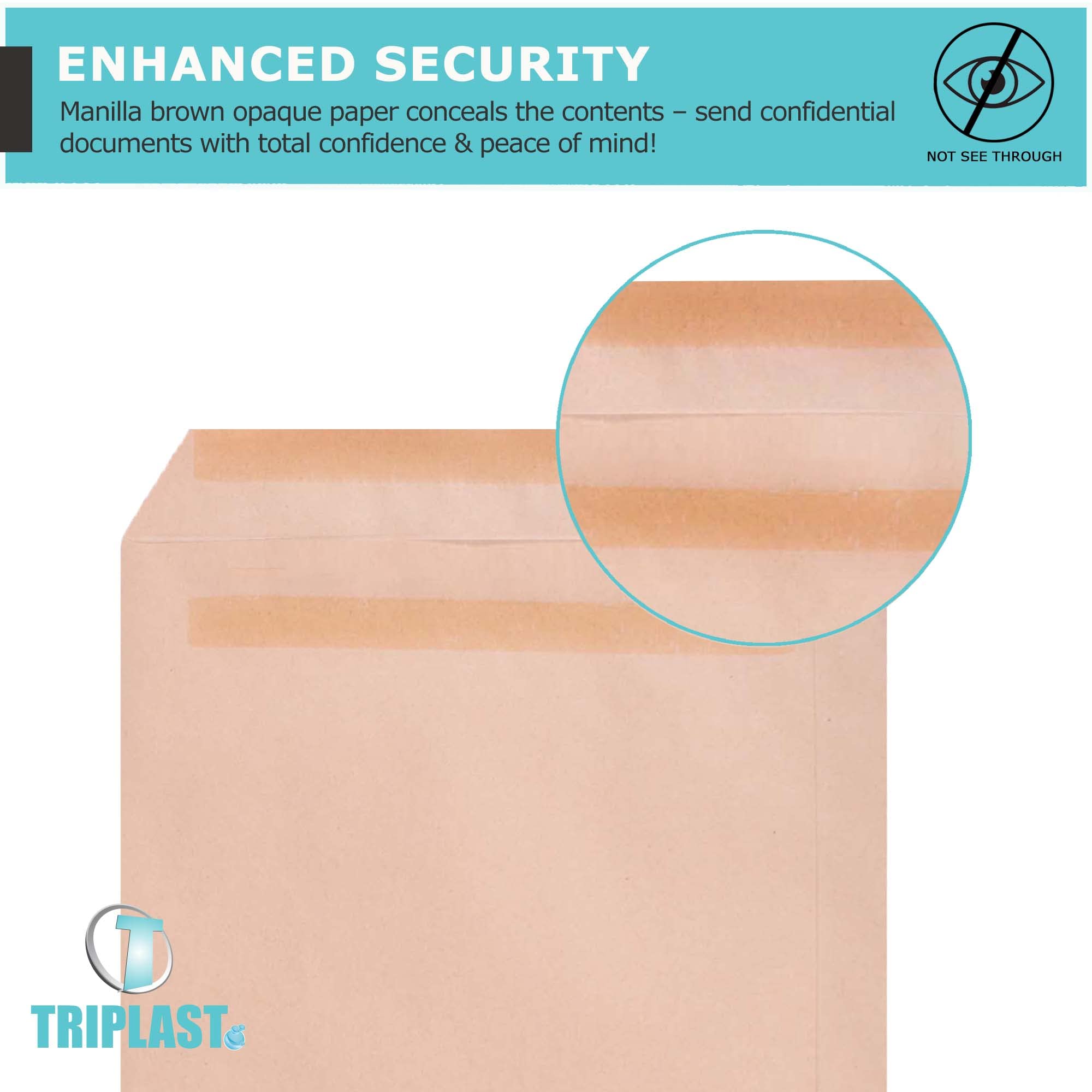 Triplast C4 Manilla Self Seal Security Envelopes - Pack of 20 | 324x229mm | 90 gsm 3
