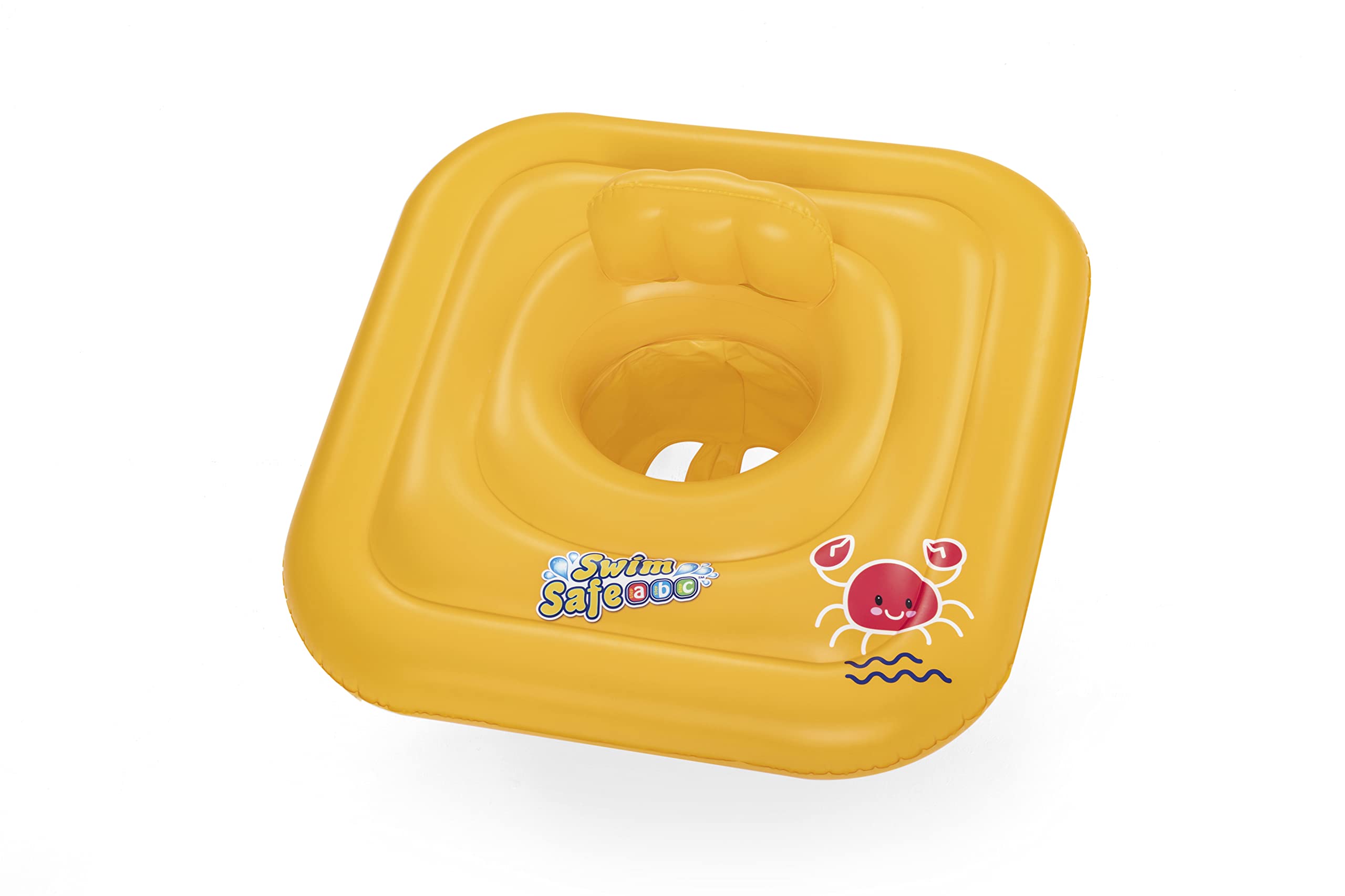 Bestway Swim Safe ABC WonderSplash Square 3-Ring Baby Boat Float - Ages 1-2, Max 15KG, Yellow