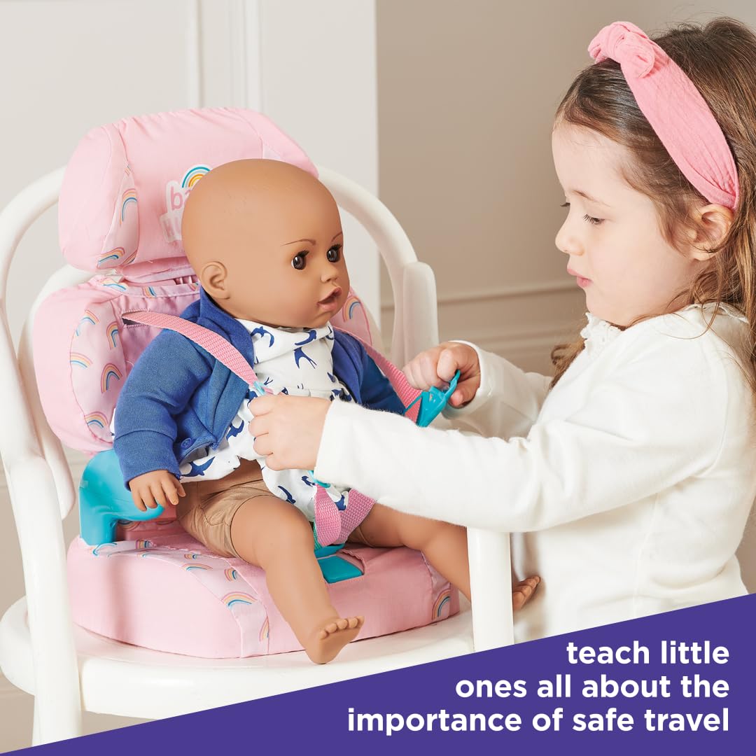 Casdon Baby Huggles Car Booster Seat - Pink Doll Playset for Ages 3+ 5