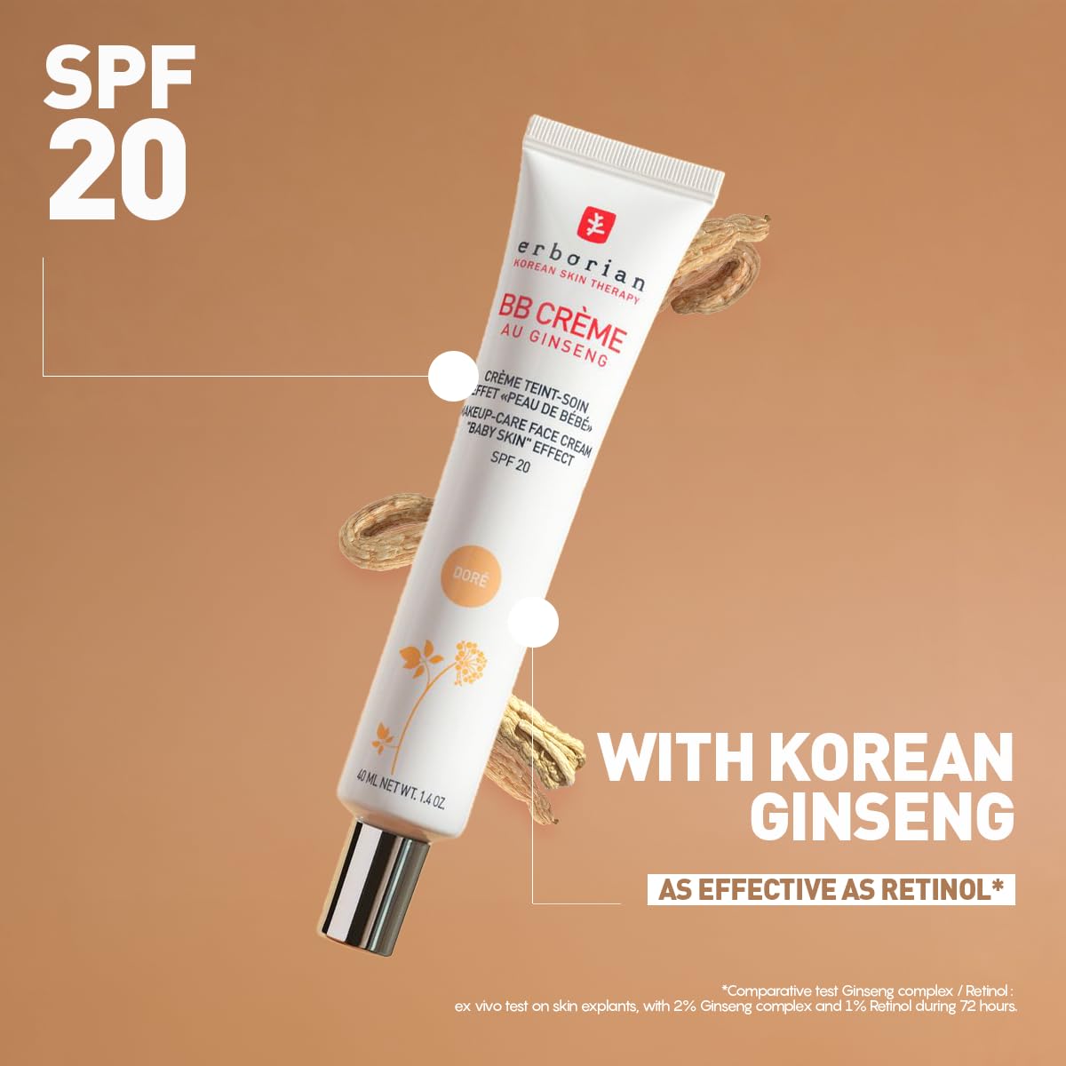 Erborian BB Cream with Ginseng - 'Baby Skin' Effect, SPF 20, Nude, 15 ml 5