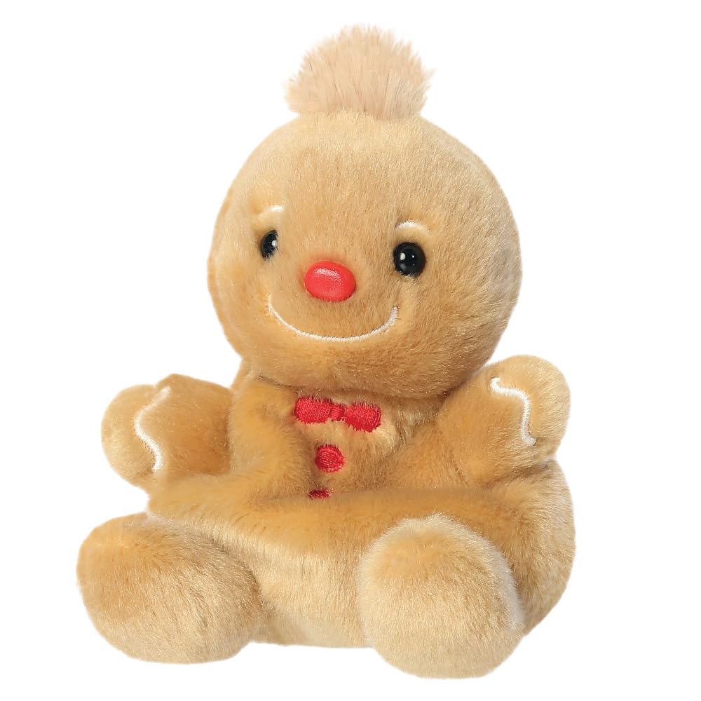 Palm Pals Gino Gingerbread Man Soft Toy - 13cm Bean-Filled Plush, Brown