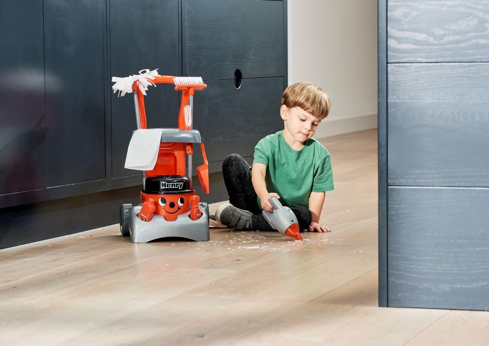 Casdon Henry Deluxe Cleaning Trolley Toy Playset with Working Hand Vacuum | Ages 3+