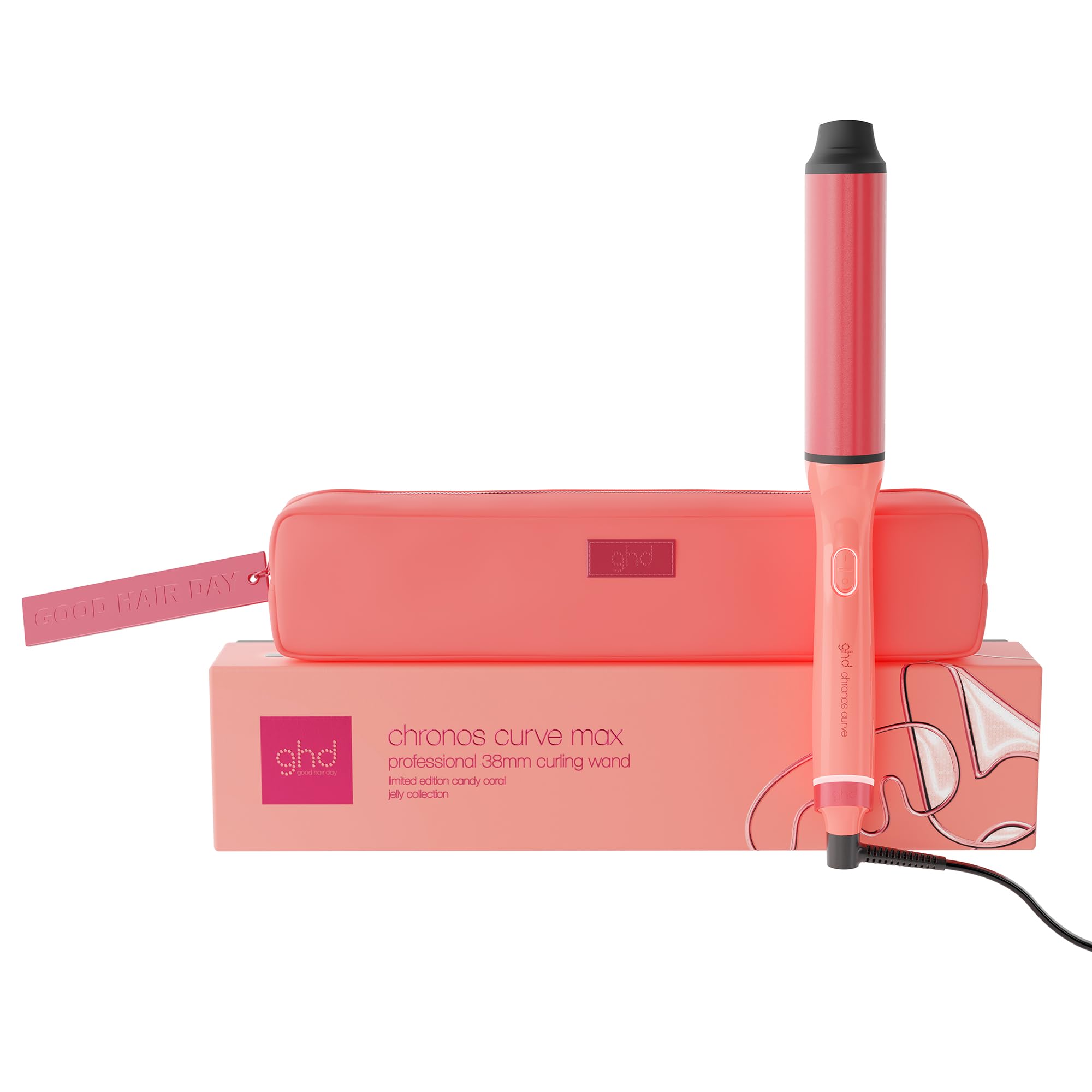 ghd Chronos Curve Max Wand - 38mm Barrel | Candy Coral Limited Edition | 2x Faster Styling