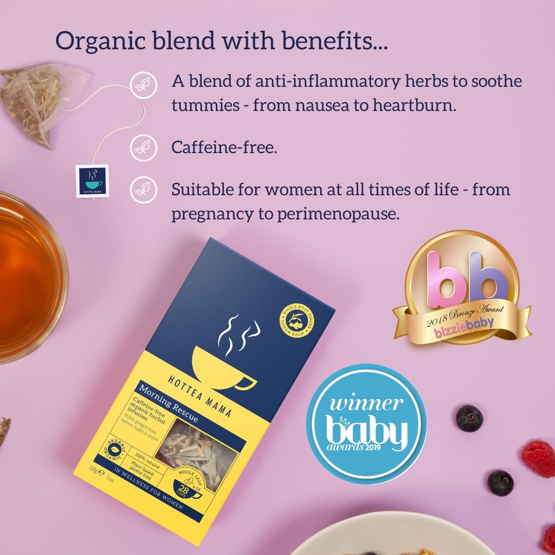 HOTTEA MAMA Morning Rescue Pregnancy Tea | Caffeine-Free Herbal Blend for Nausea Relief 8