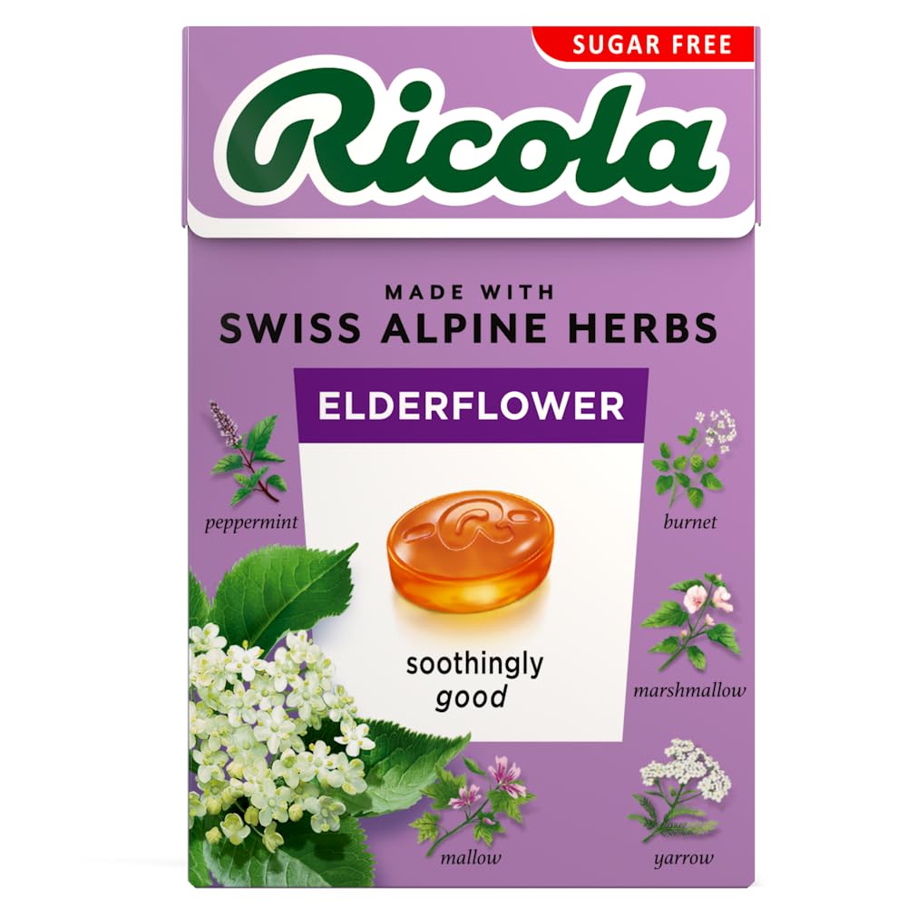 Ricola Elderflower Sugar Free Swiss Herbal Sweets - 10 Count Box | Made with 13 Alpine Herbs