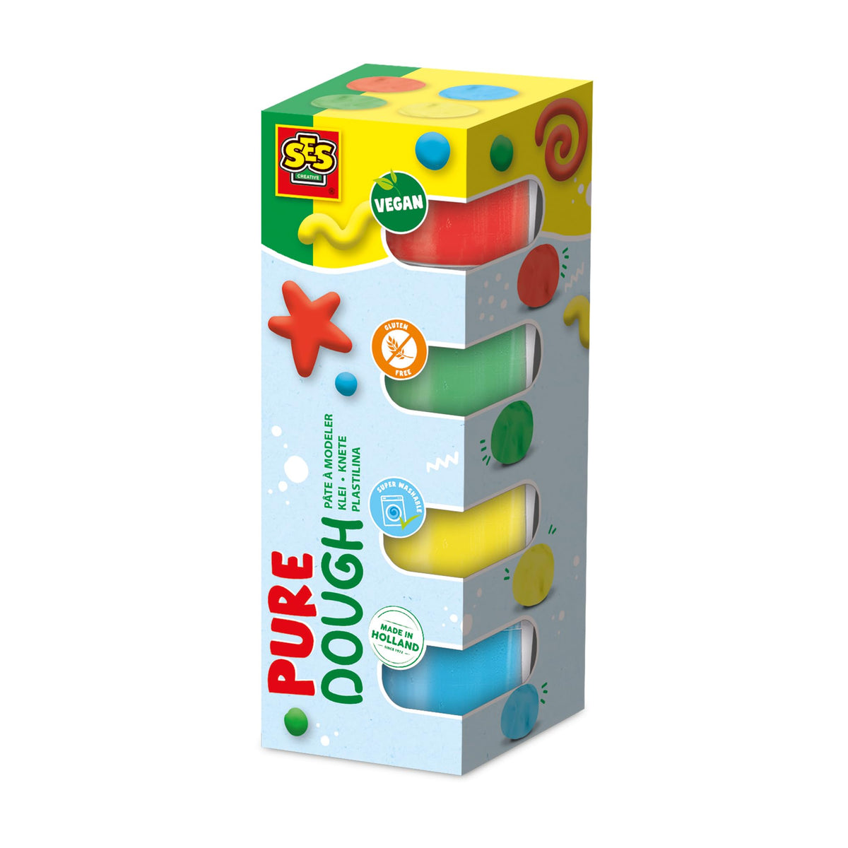 SES Creative Feel Good Dough Pure - 4 x 90 g, Ages 12 Months+
