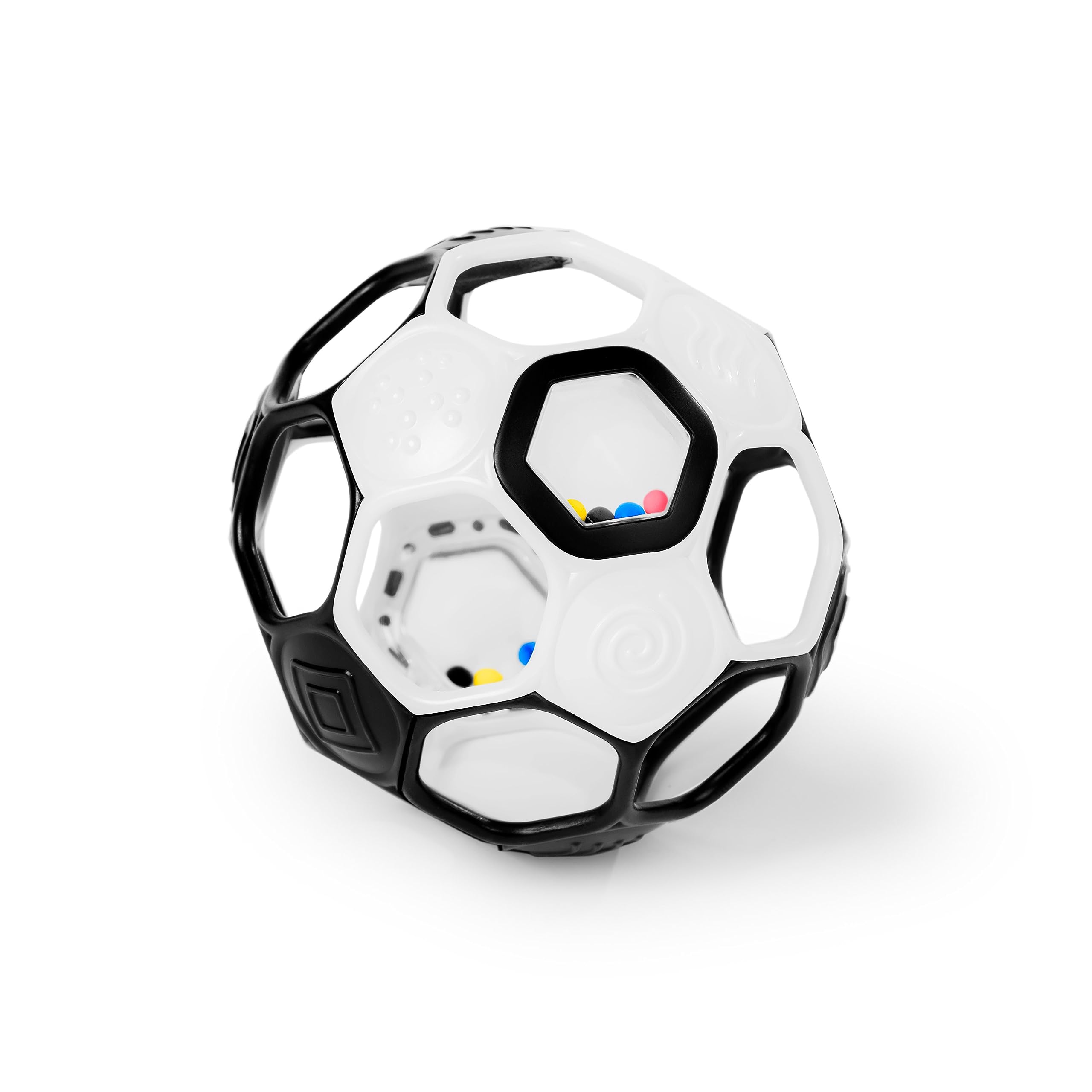 Bright Starts Oball Grippin' Goals Rattle Football Baby Ball - Black & White, 0-3 Years 1