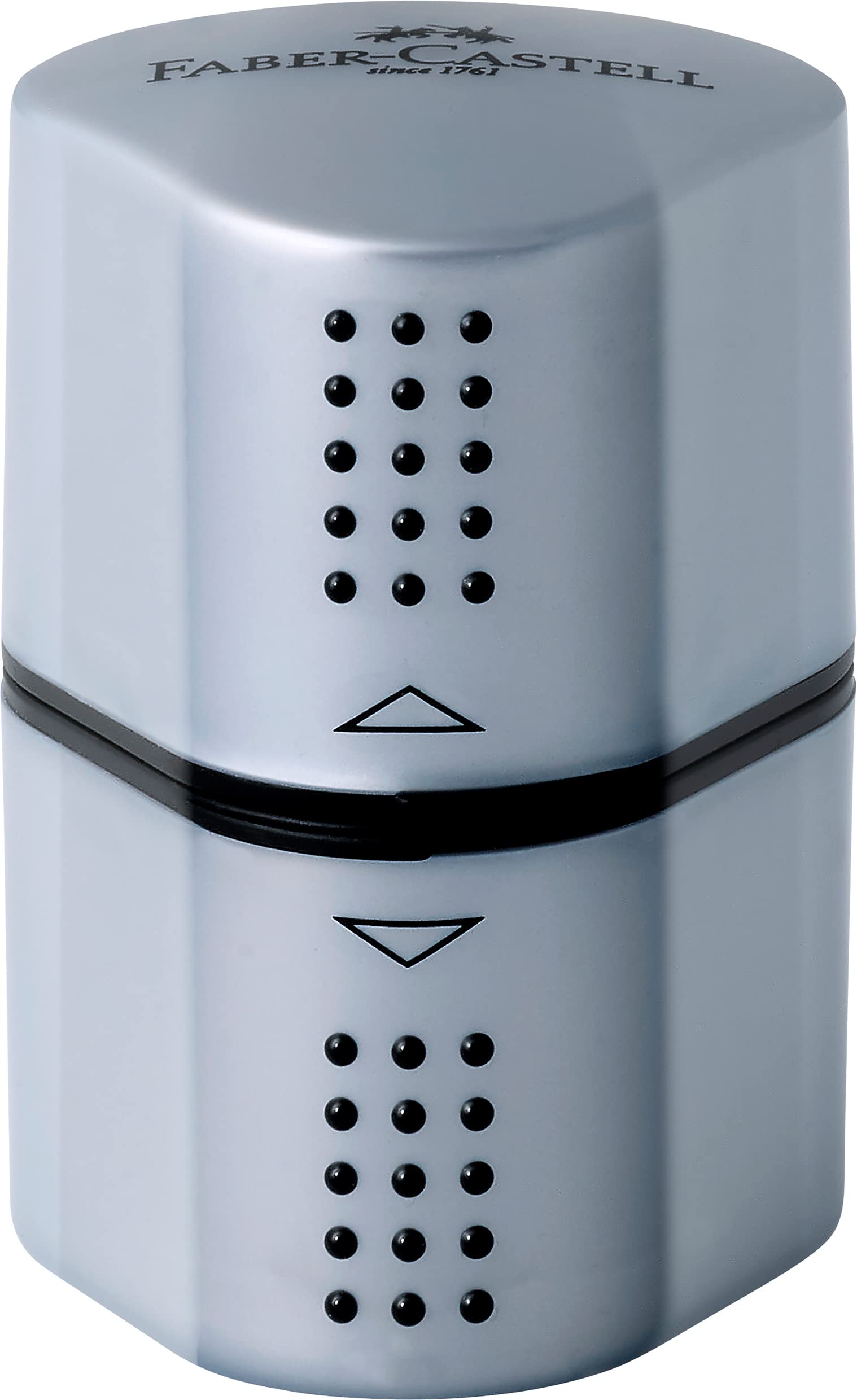 Faber-Castell Trio Pencil Sharpener - GRIP 2001 | Silver | For Graphite & Jumbo Pencils