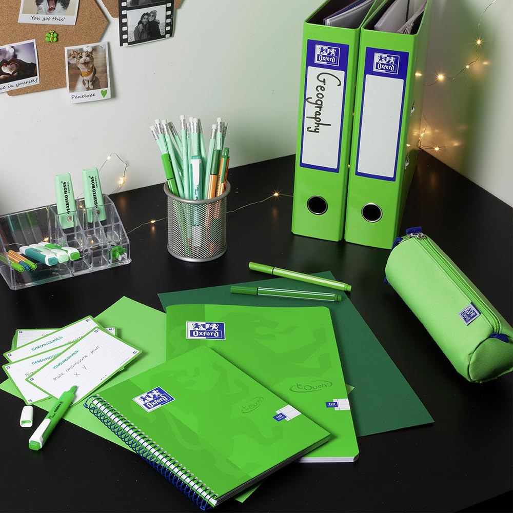 Oxford Premium A4 Lever Arch File, Bright Green Single Folder, Heavy Duty 5