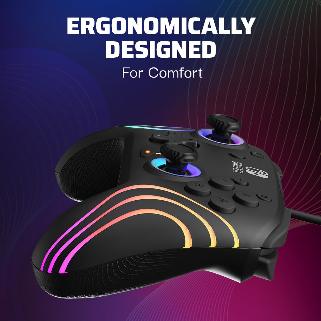 PDP Afterglow Wave Wired Controller for Nintendo Switch - Black | RGB Lighting 4