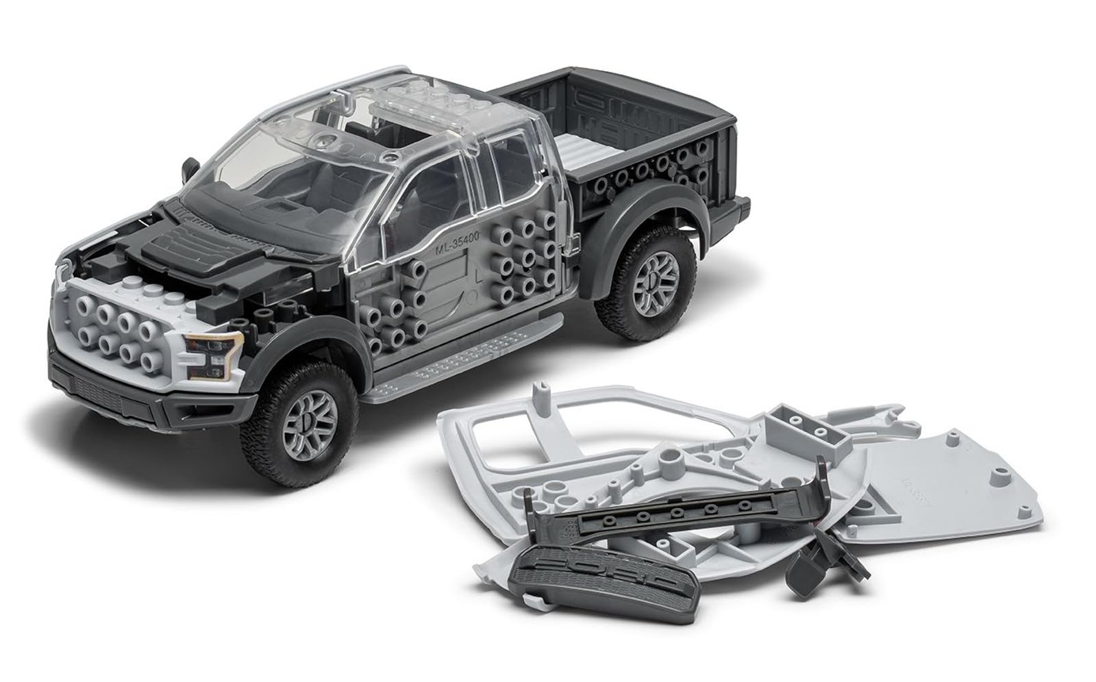 Airfix QUICKBUILD Ford F-150 Raptor Grey Model Car Kit - Snap-Together Building Set for Kids & Adults 13