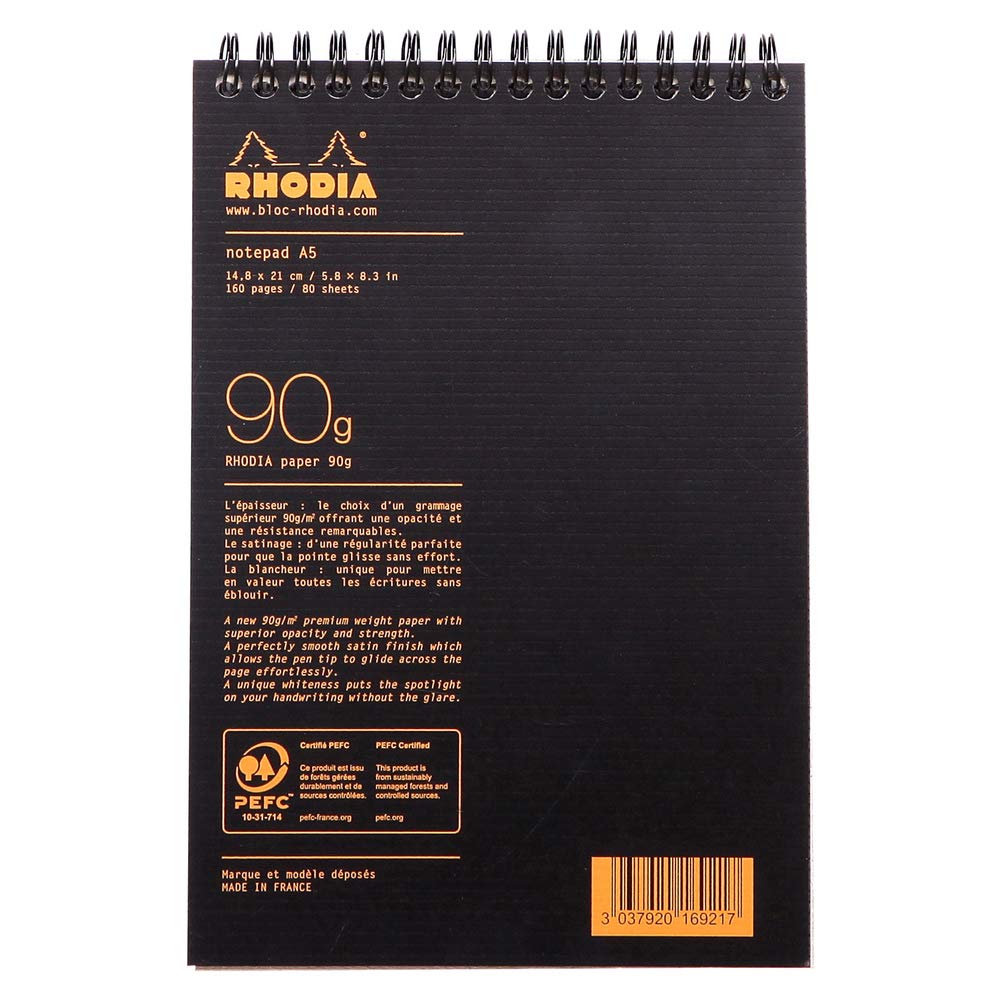 Rhodia 16921C RHODIACTIVE Spiral Notebook - A5 Black | Lined | 80 Sheets 3