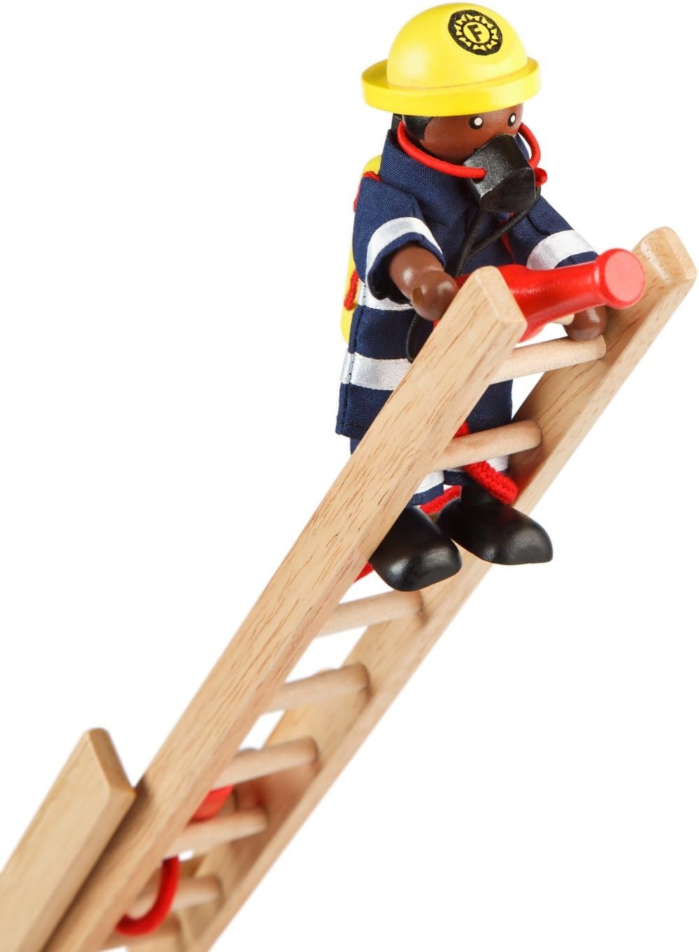 Tidlo Wooden Firefighter Figures Set with Accessories - Poseable Play Figures for Imaginative Rescue Play 2