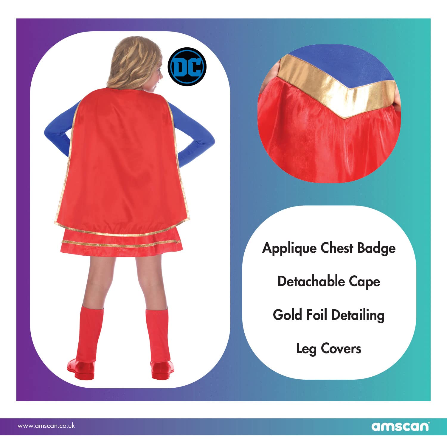 amscan Warner Bros. DC Comics Supergirl Classic Fancy Dress Costume - Age 10-12 Years 3